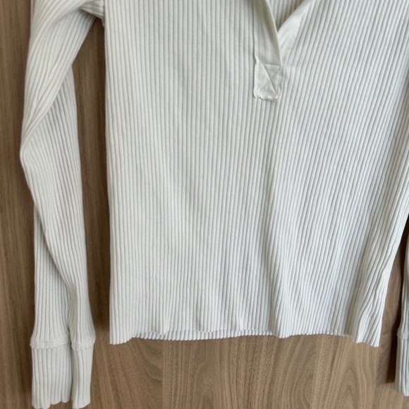 AERIE American Eagle FIRESIDE LONG SLEEVE HENLEY T-SHIRT large white - Picture 3 of 9